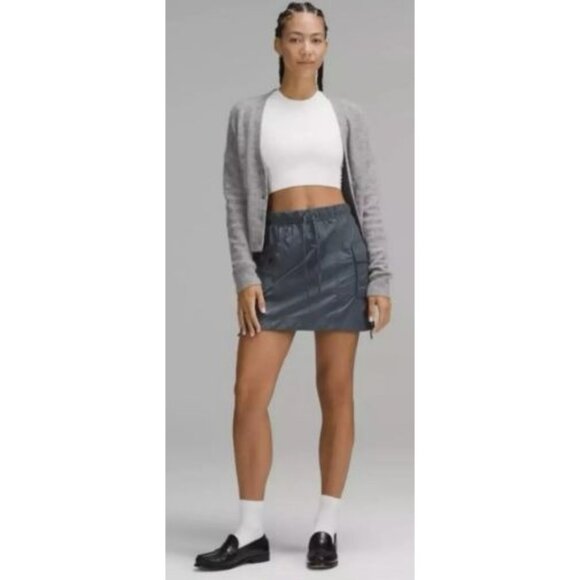 Lululemon Nylon Cargo Mini Skirt Oil Grey‎ Blue Size Large NWT $98 NEW LW8AKES - Picture 3 of 6
